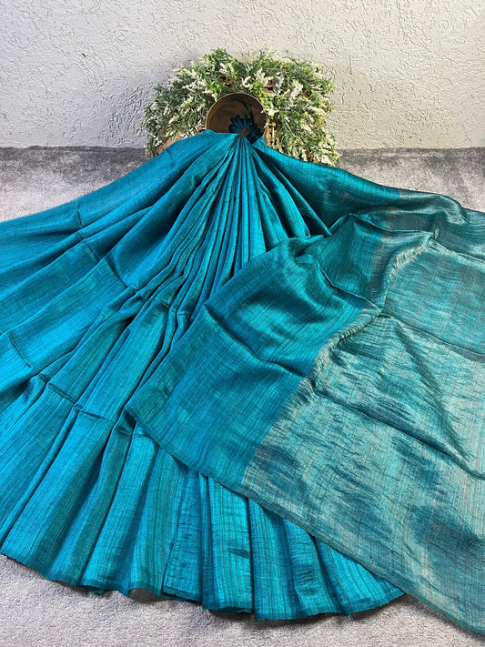 BLUE MATKA SILK PURE HANDLOOM MATKA SAREE