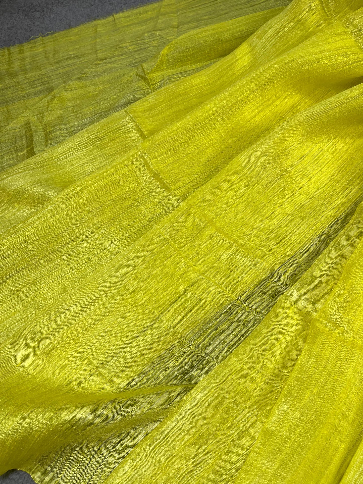 LIME YELLOW MATKA SILK PURE HANDLOOM MATKA SAREE