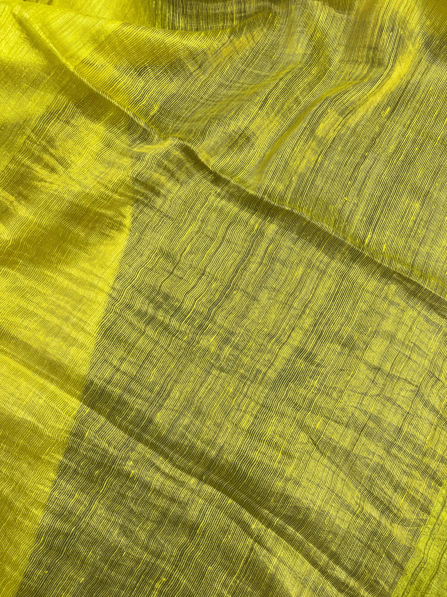 LIME YELLOW MATKA SILK PURE HANDLOOM MATKA SAREE