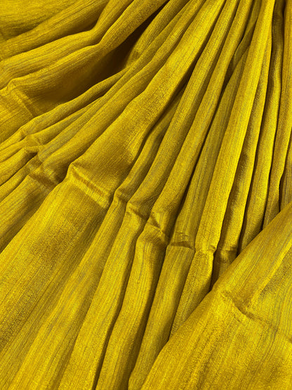 YELLOW MATKA SILK PURE HANDLOOM MATKA SAREE