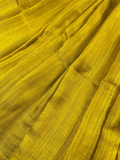 YELLOW MATKA SILK PURE HANDLOOM MATKA SAREE