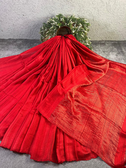 RED MATKA SILK PURE HANDLOOM MATKA SAREE