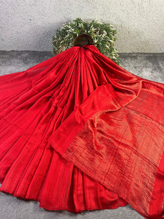 RED MATKA SILK PURE HANDLOOM MATKA SAREE