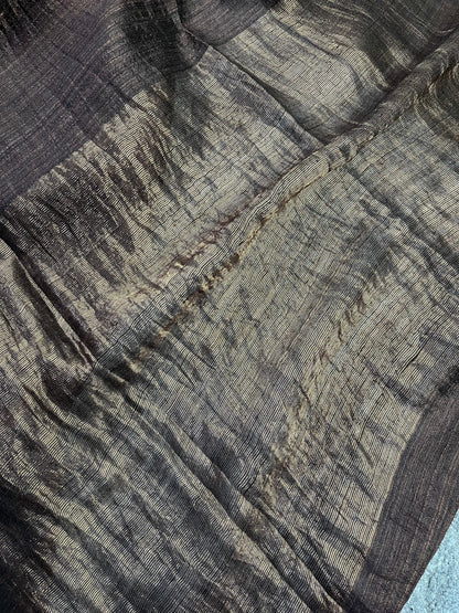 DARK BROWN MATKA SILK PURE HANDLOOM MATKA SAREE