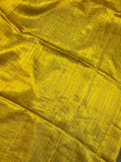 YELLOW MATKA SILK PURE HANDLOOM MATKA SAREE