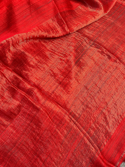RED MATKA SILK PURE HANDLOOM MATKA SAREE