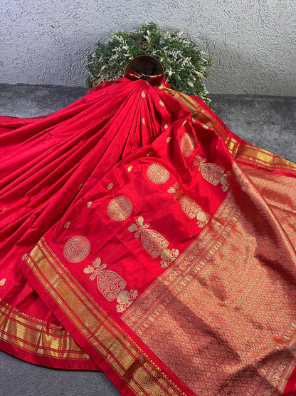 RED SILK PURE HANDLOOM PAITHANI SAREE