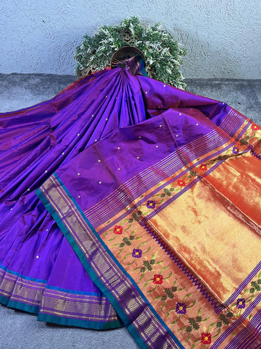 PURPLE SILK PURE HANDLOOM PAITHANI SAREE