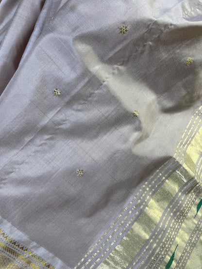 BEIGE SILK PURE HANDLOOM PAITHANI SAREE