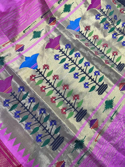 PINK SILK PURE HANDLOOM PAITHANI SAREE