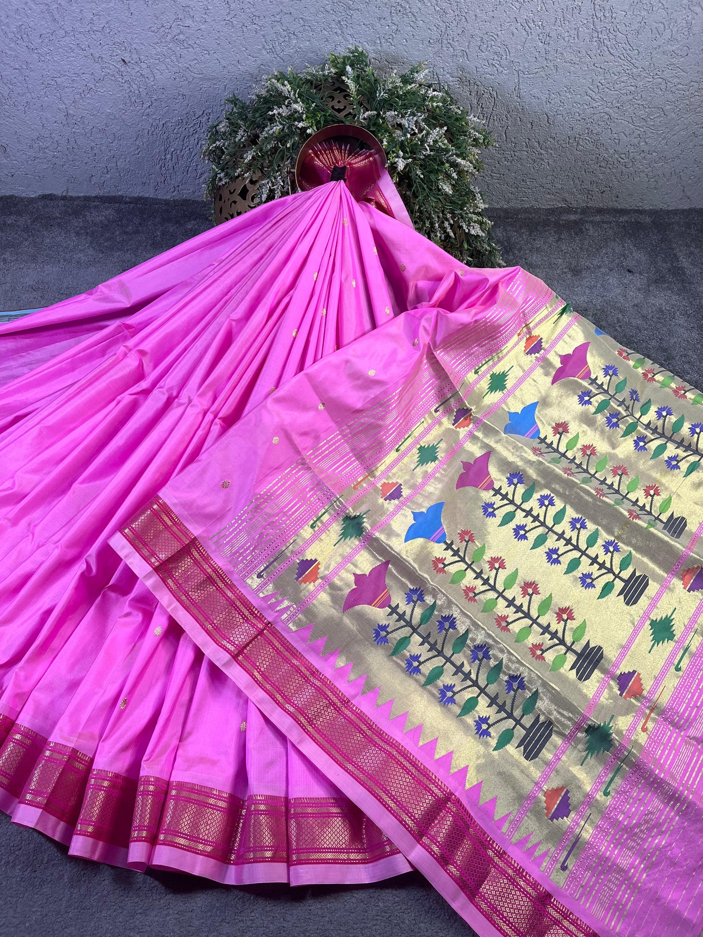 PINK SILK PURE HANDLOOM PAITHANI SAREE