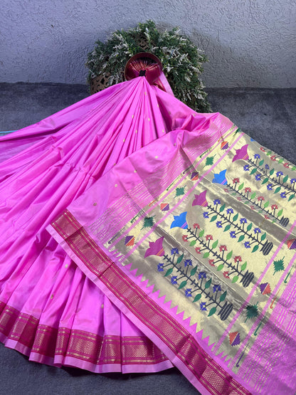 PINK SILK PURE HANDLOOM PAITHANI SAREE