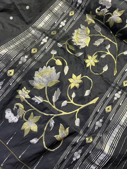BLACK SILK PURE HANDLOOM PAITHANI SAREE