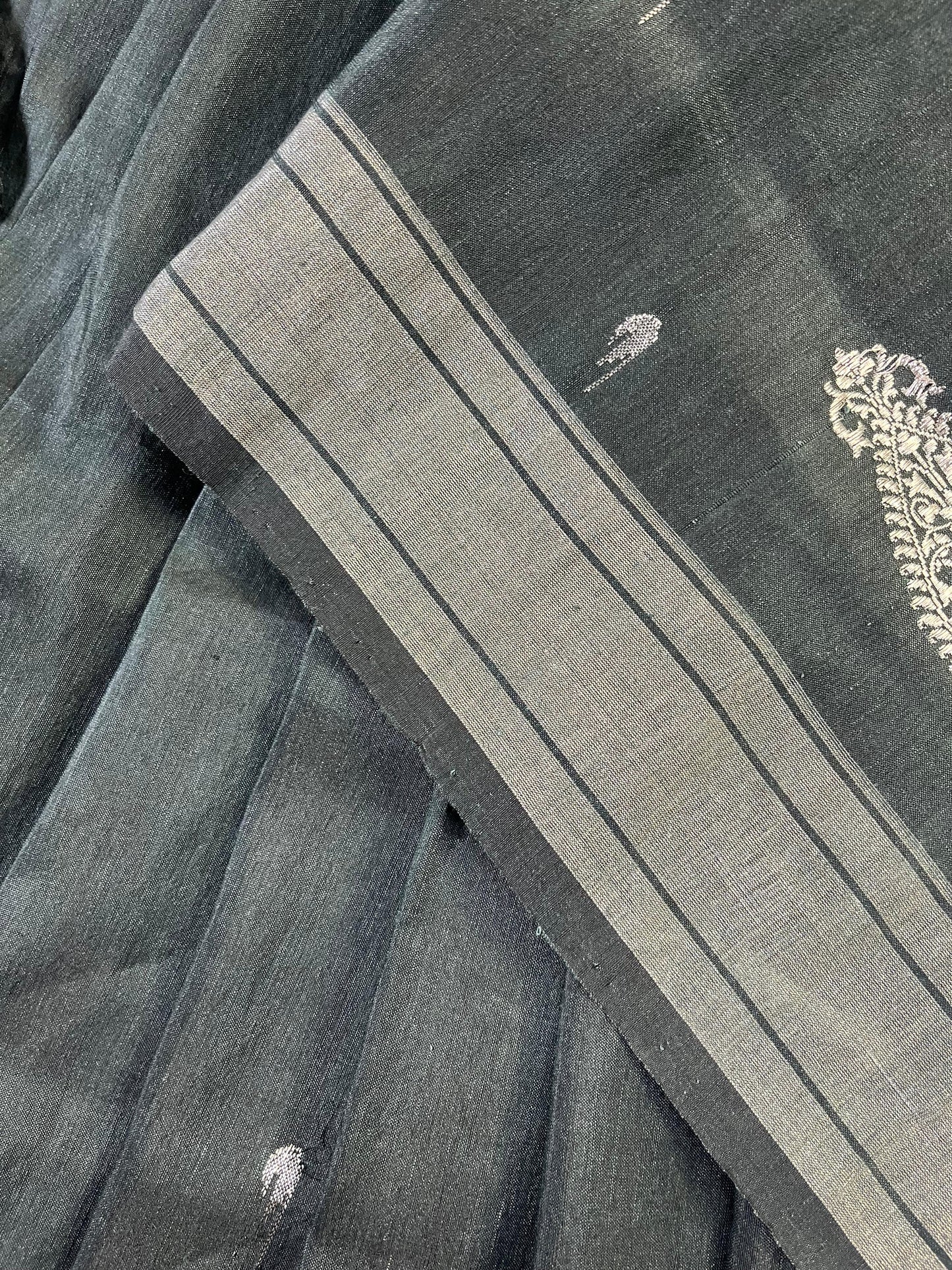 GREEN LINEN PURE HANDLOOM PAITHANI SAREE