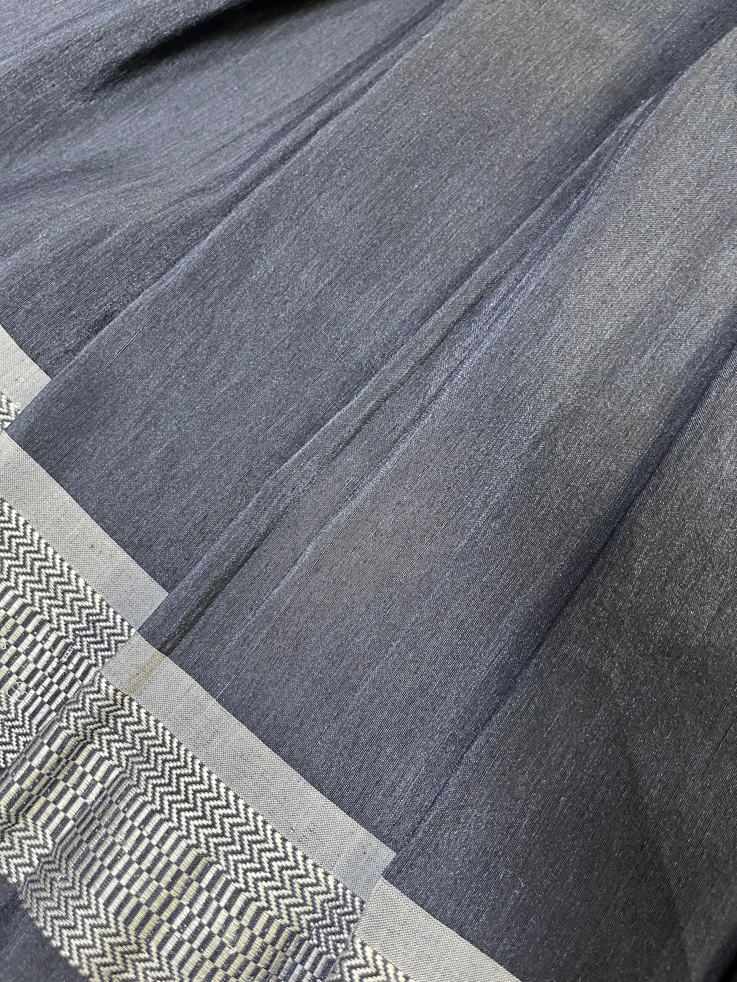 NAVY BLUE LINEN PURE HANDLOOM PAITHANI SAREE