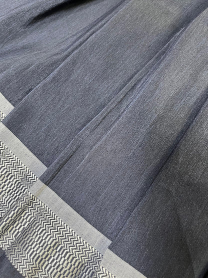 NAVY BLUE LINEN PURE HANDLOOM PAITHANI SAREE