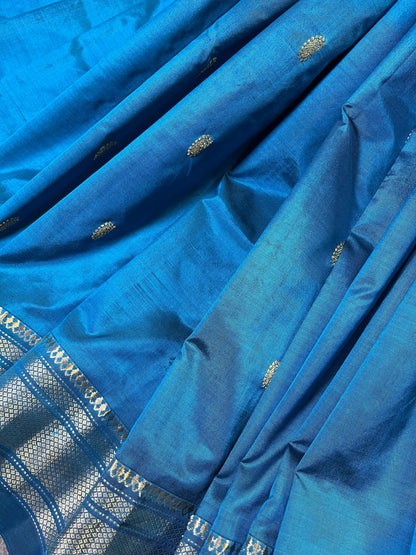 BLUE SILK PURE HANDLOOM PAITHANI SAREE