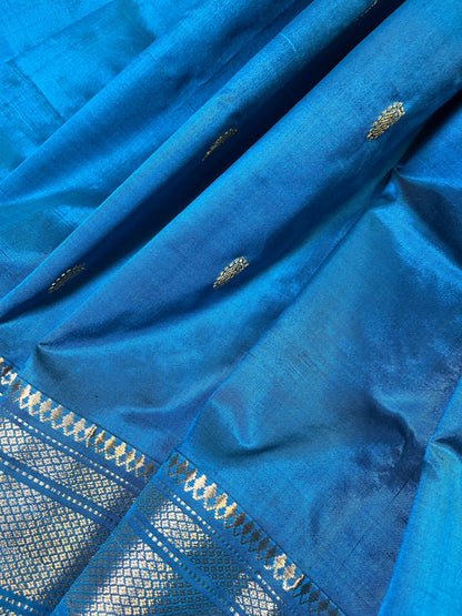 BLUE SILK PURE HANDLOOM PAITHANI SAREE