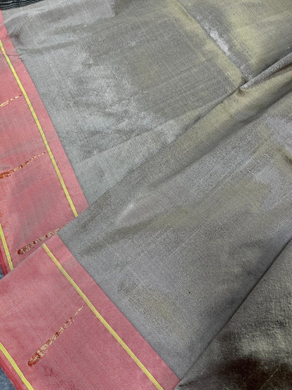 LIGHT GREY SILK PURE HANDLOOM PAITHANI SAREE