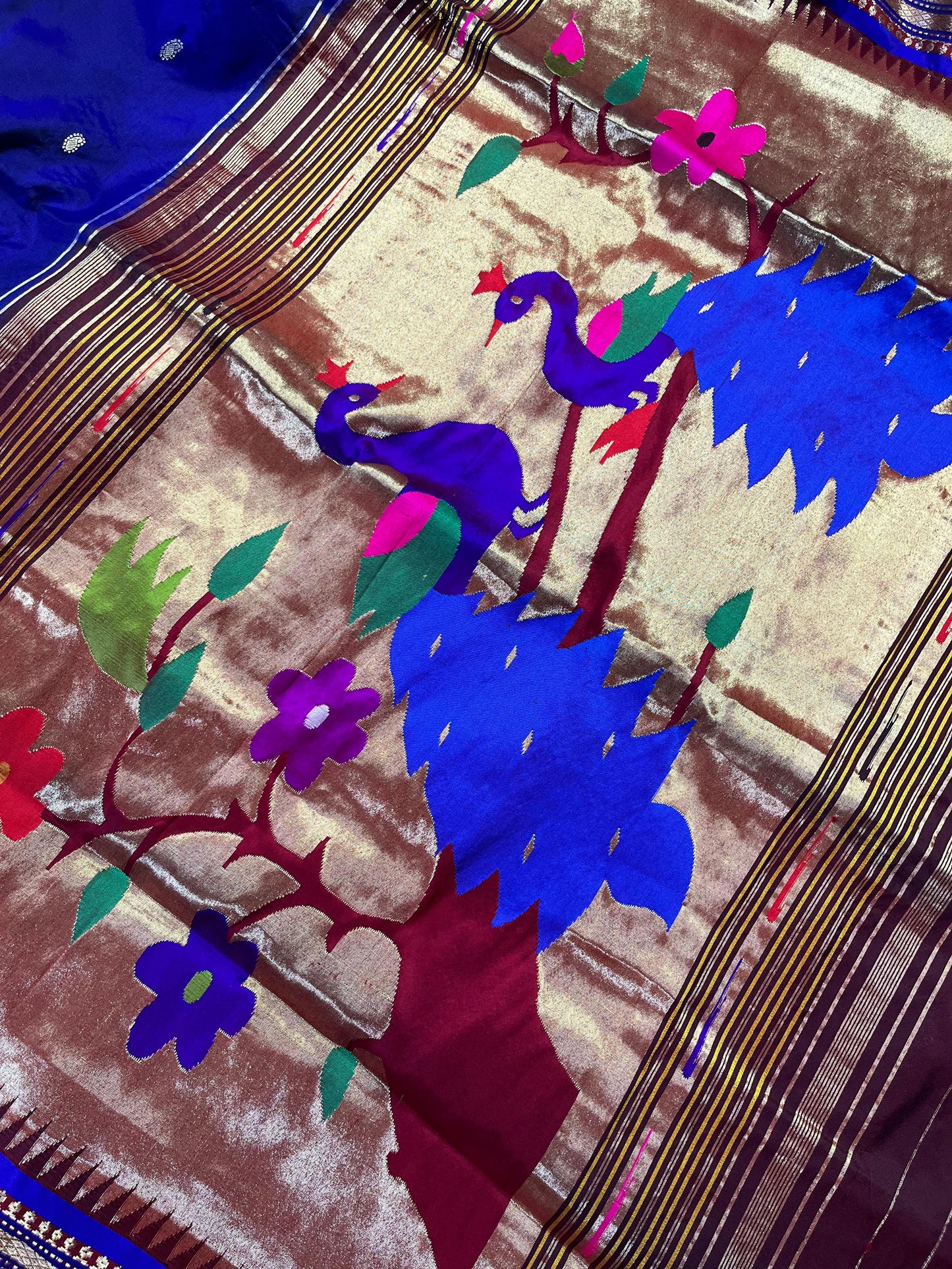 AZURE BLUE SILK PURE HANDLOOM PAITHANI SAREE