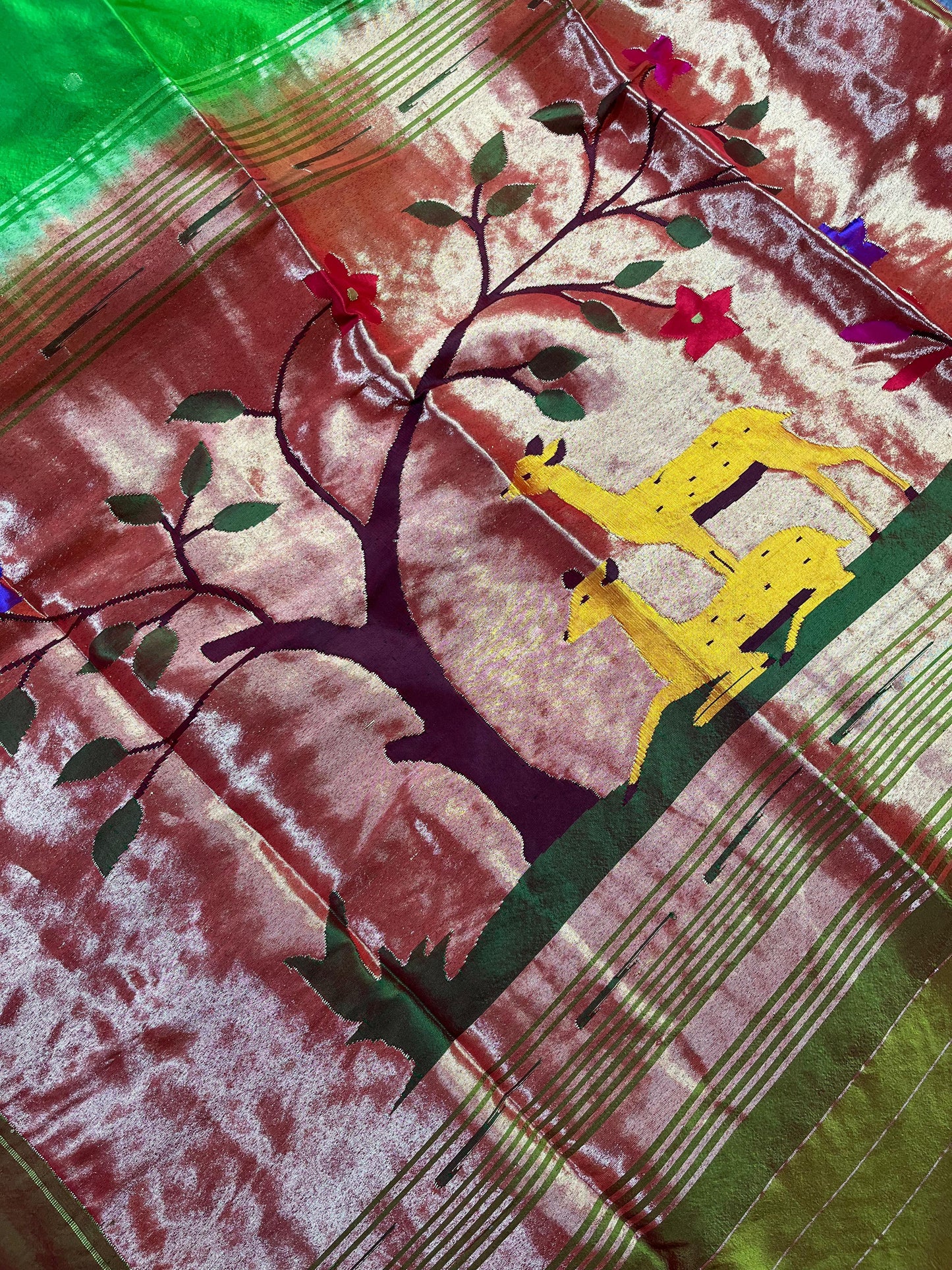 GREEN SILK PURE HANDLOOM PAITHANI SAREE