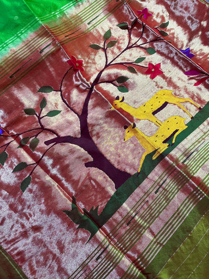GREEN SILK PURE HANDLOOM PAITHANI SAREE