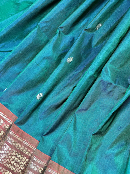 PEACOCK GREEN SILK PURE HANDLOOM PAITHANI SAREE