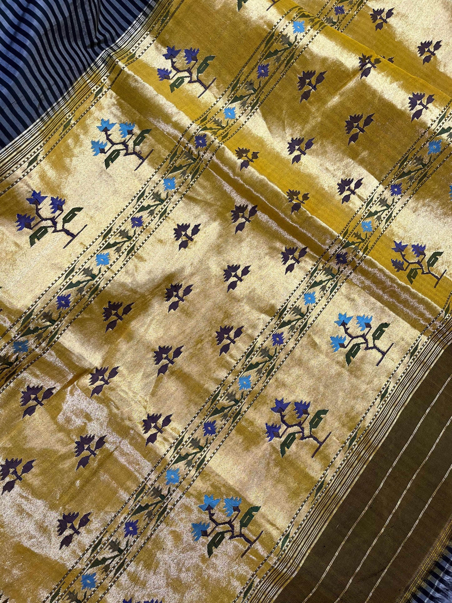 GREY BLACK SILK PURE HANDLOOM PAITHANI SAREE