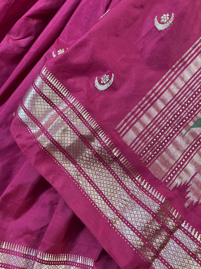 MAROON SILK PURE HANDLOOM PAITHANI SAREE