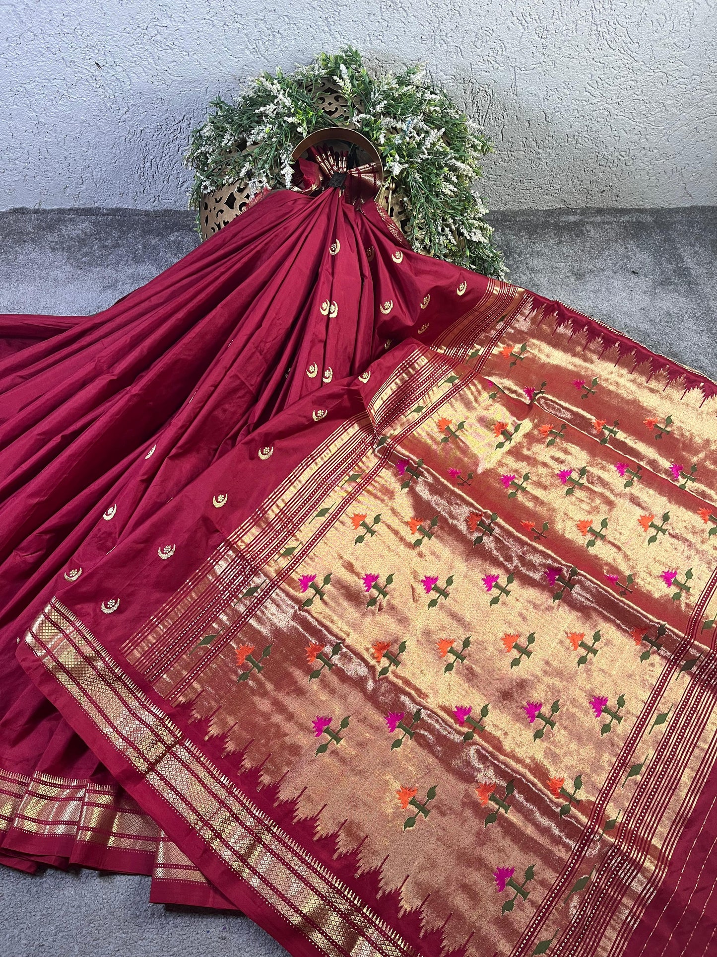 MAROON SILK PURE HANDLOOM PAITHANI SAREE