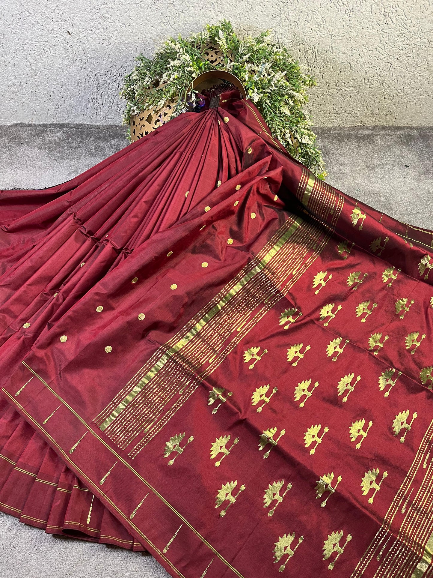 MAROON SILK PURE HANDLOOM PAITHANI SAREE