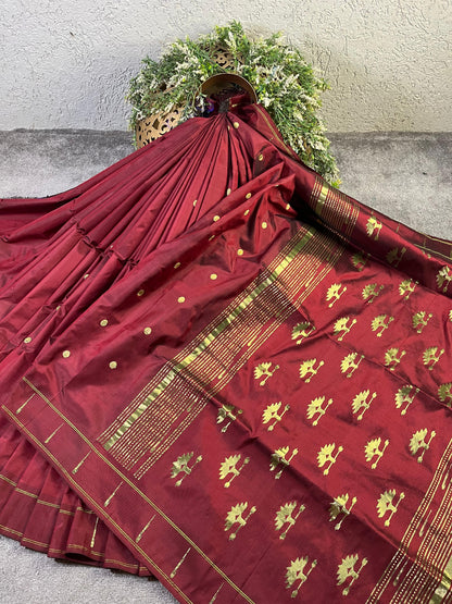 MAROON SILK PURE HANDLOOM PAITHANI SAREE