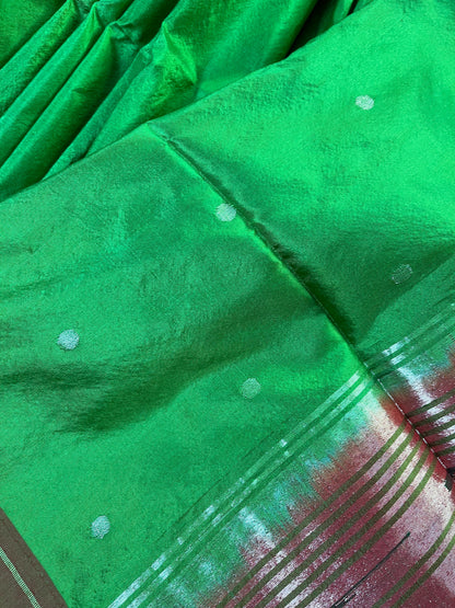 GREEN SILK PURE HANDLOOM PAITHANI SAREE