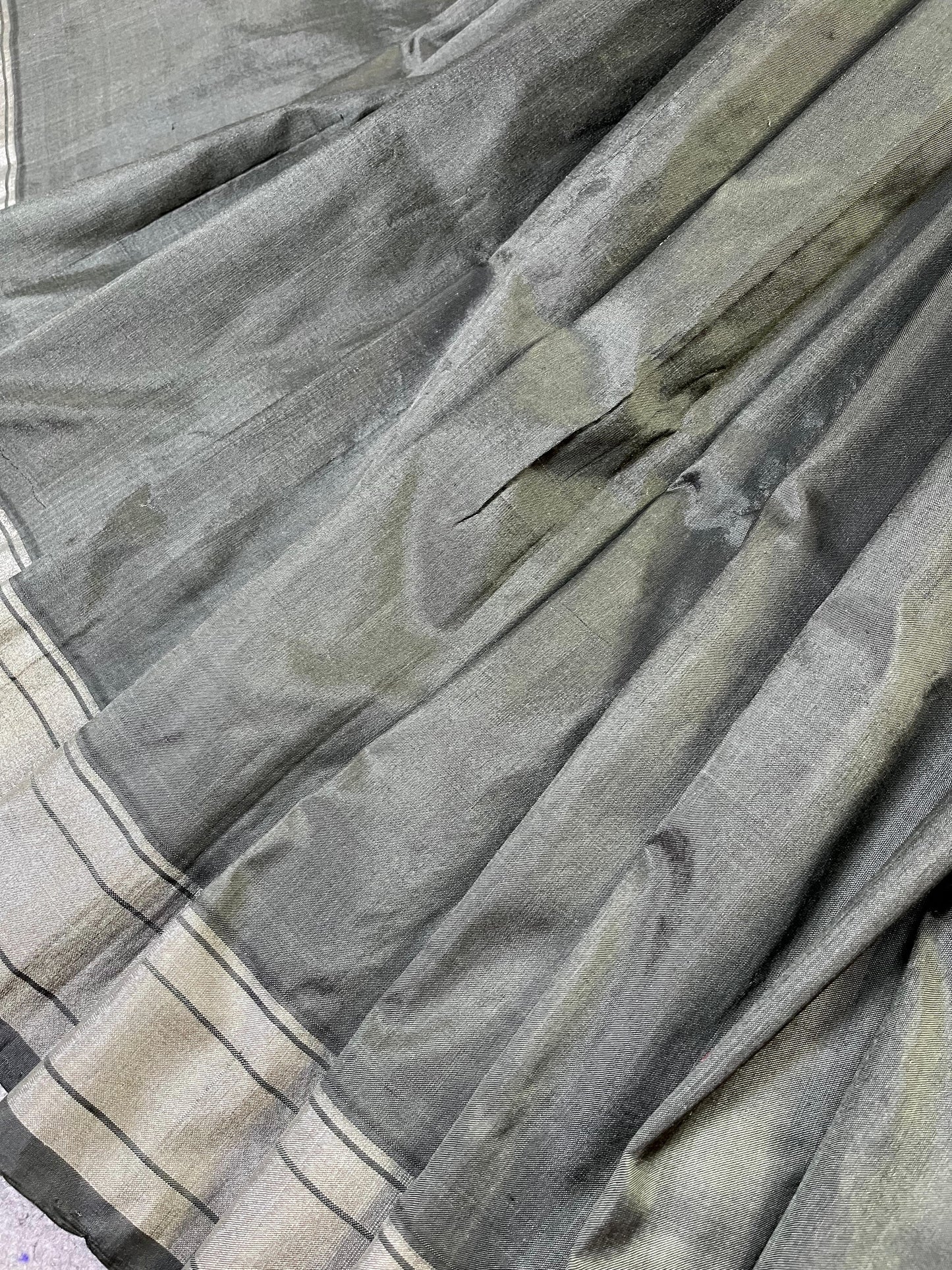DARK GREY SILK PURE HANDLOOM PAITHANI SAREE