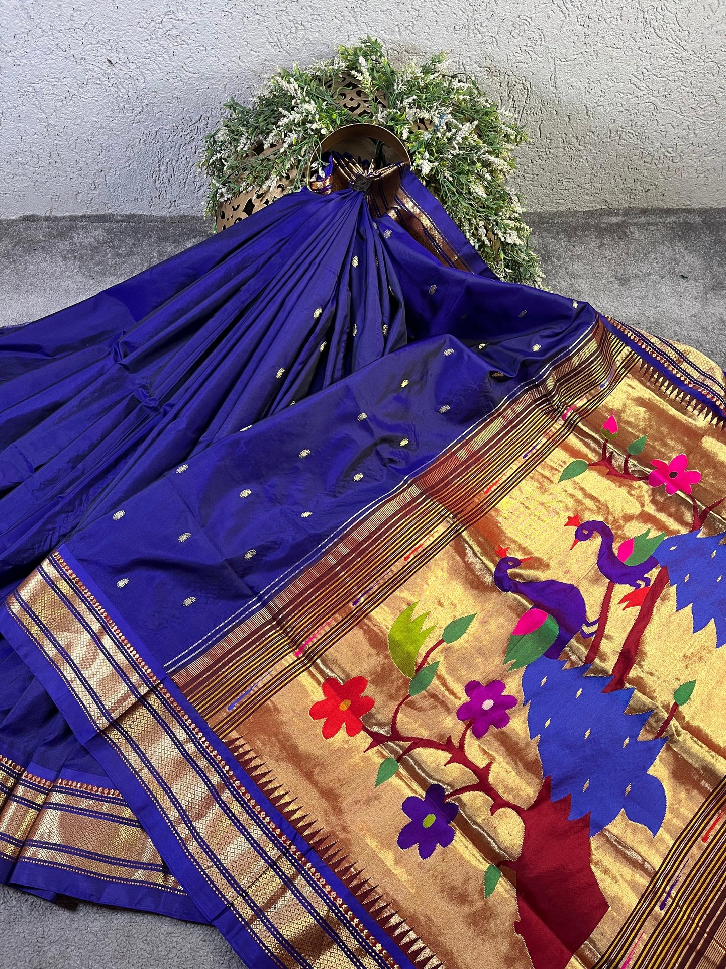AZURE BLUE SILK PURE HANDLOOM PAITHANI SAREE