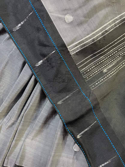 GREY SILK PURE HANDLOOM PAITHANI SAREE