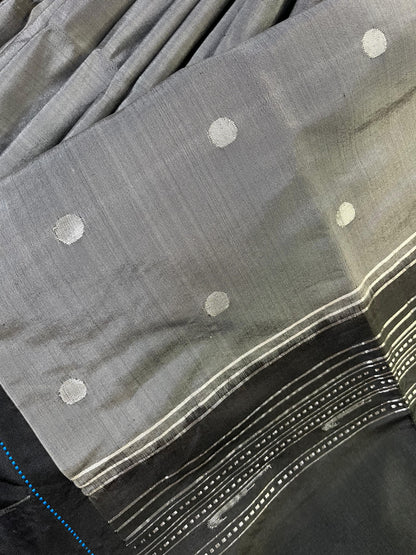 GREY SILK PURE HANDLOOM PAITHANI SAREE