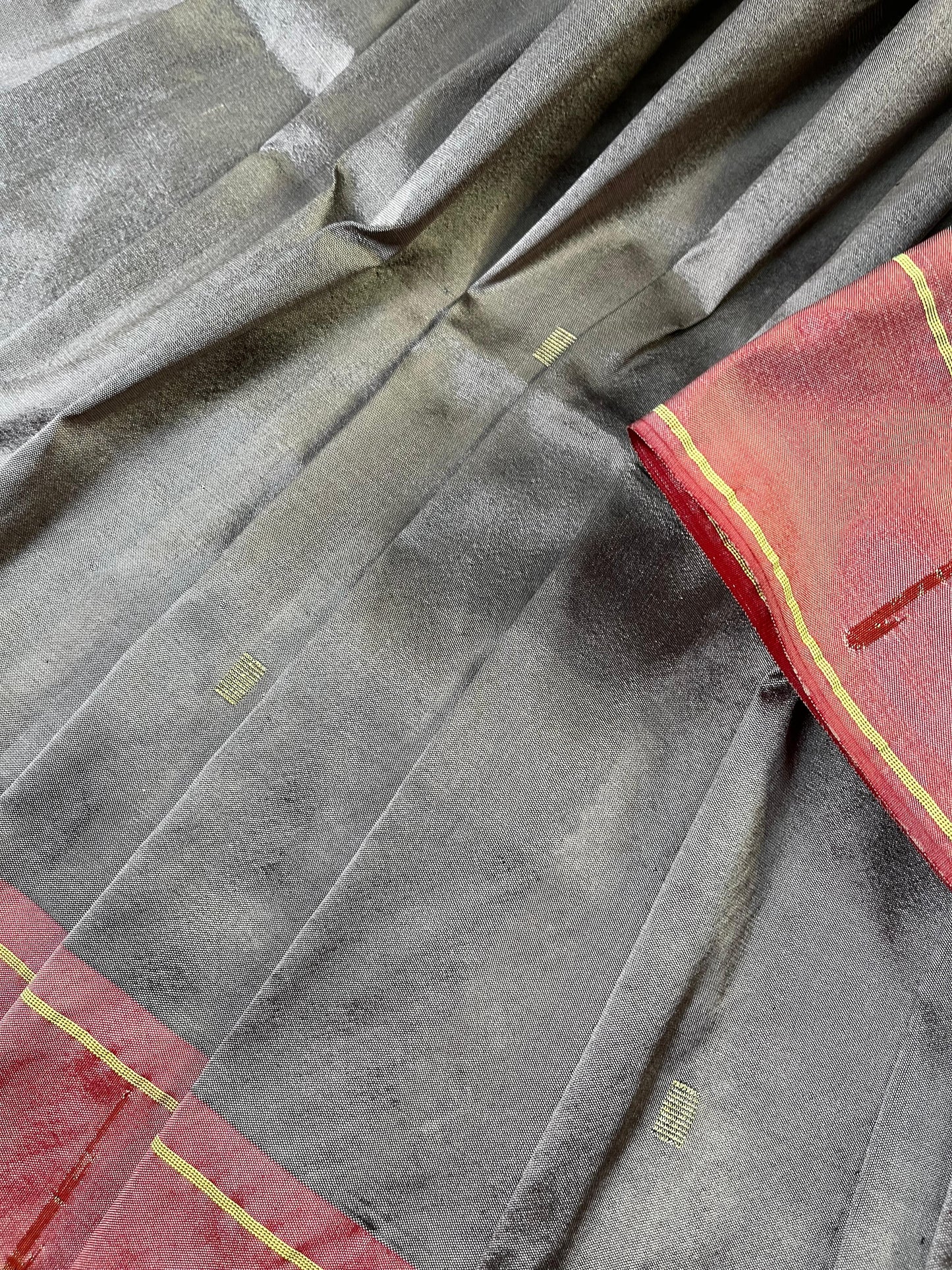 LIGHT GREY SILK PURE HANDLOOM PAITHANI SAREE