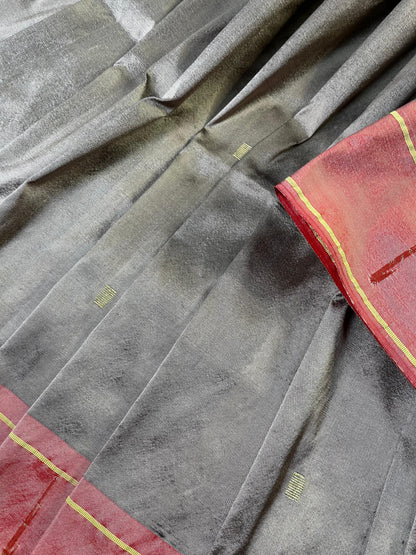 LIGHT GREY SILK PURE HANDLOOM PAITHANI SAREE