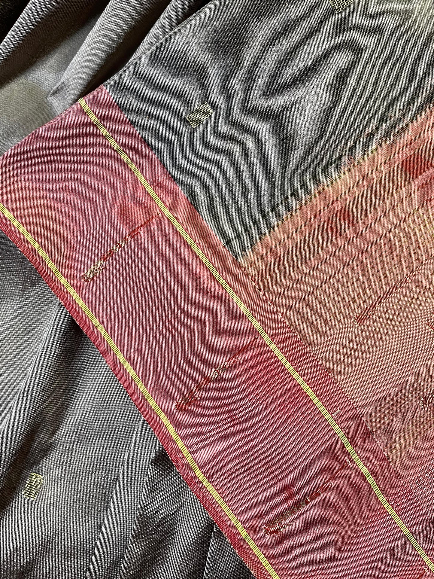 LIGHT GREY SILK PURE HANDLOOM PAITHANI SAREE