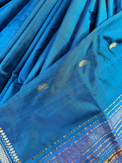 BLUE SILK PURE HANDLOOM PAITHANI SAREE