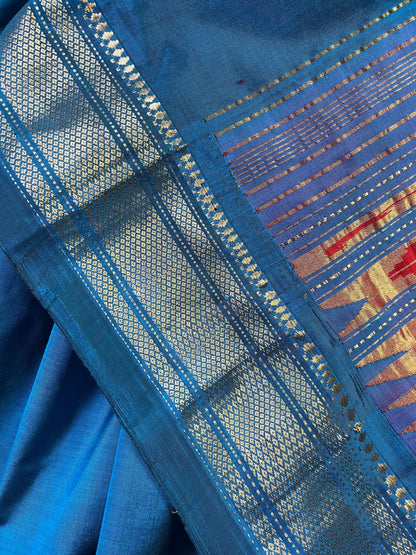 BLUE SILK PURE HANDLOOM PAITHANI SAREE