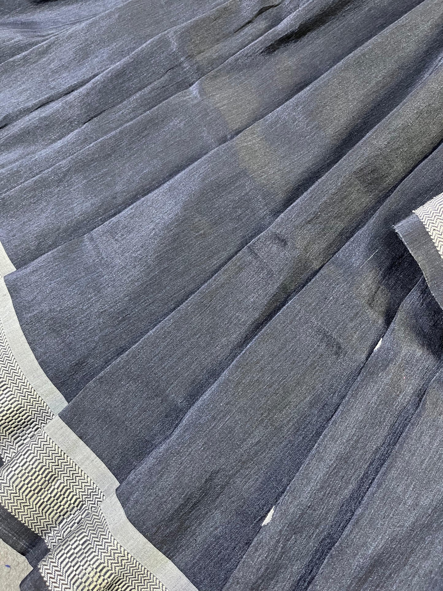 NAVY BLUE LINEN PURE HANDLOOM PAITHANI SAREE