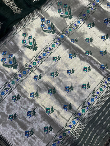 GREEN LINEN PURE HANDLOOM PAITHANI SAREE