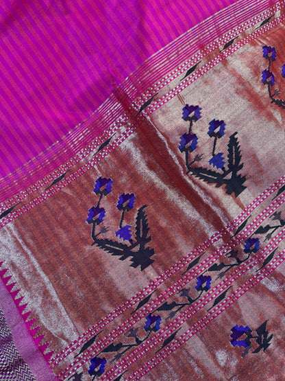 PINK SILK PURE HANDLOOM PAITHANI SAREE