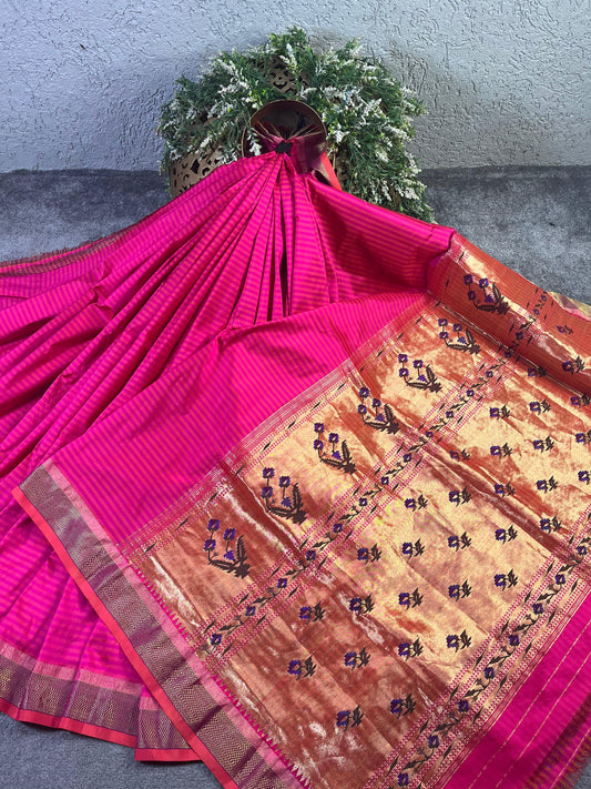 PINK SILK PURE HANDLOOM PAITHANI SAREE
