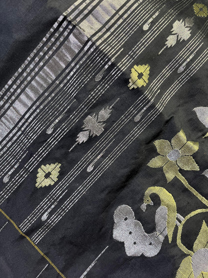 BLACK SILK PURE HANDLOOM PAITHANI SAREE
