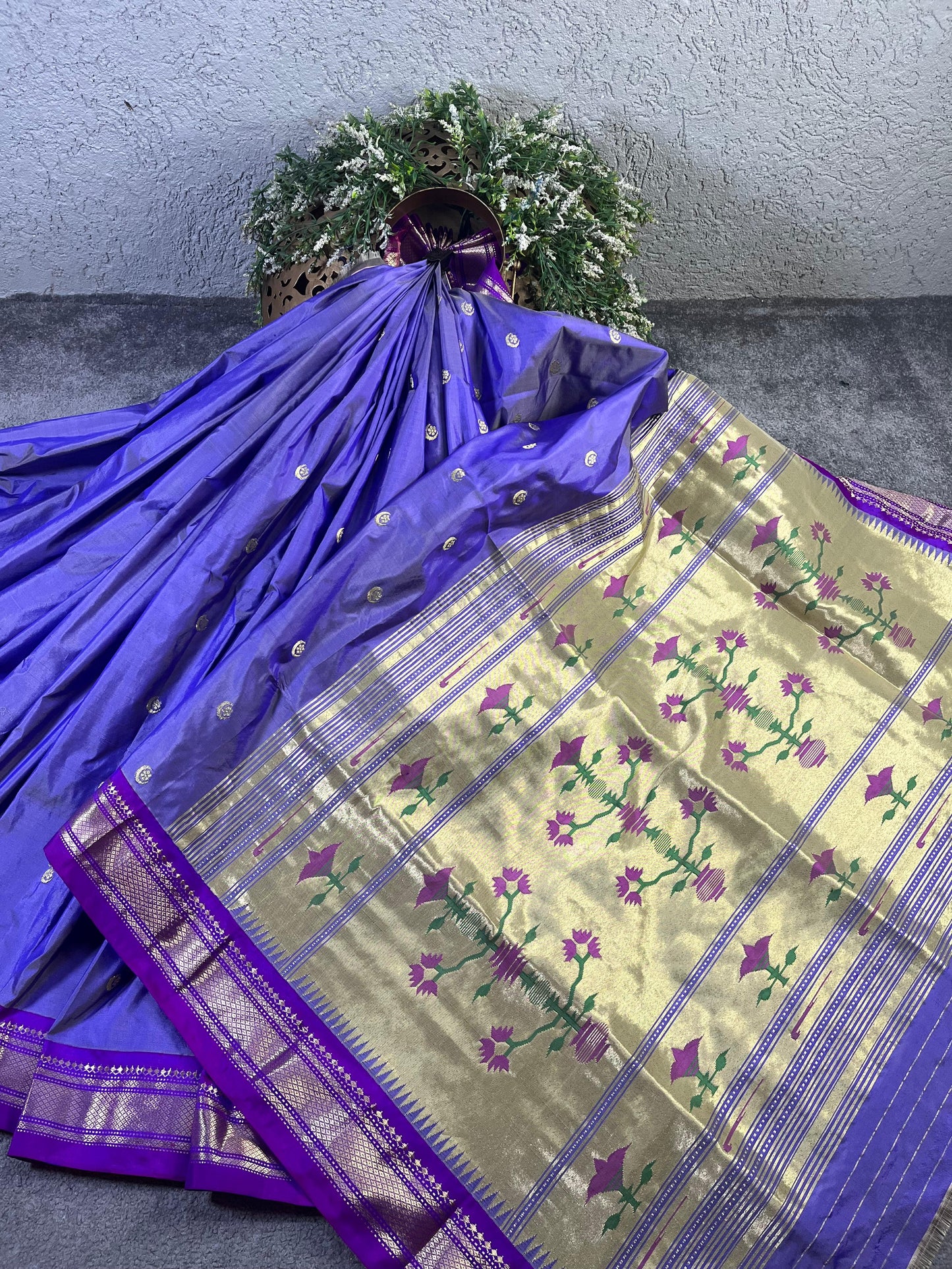 LILAC SILK PURE HANDLOOM PAITHANI SAREE