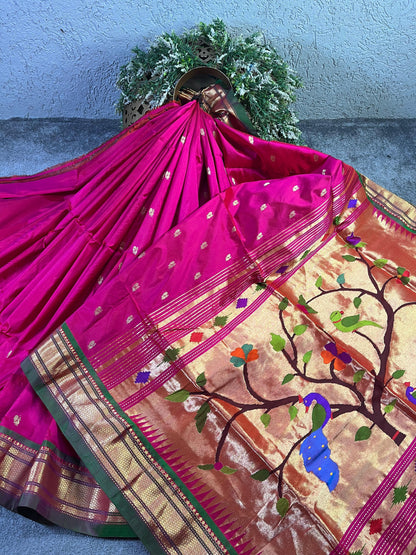 PINK SILK PURE HANDLOOM PAITHANI SAREE