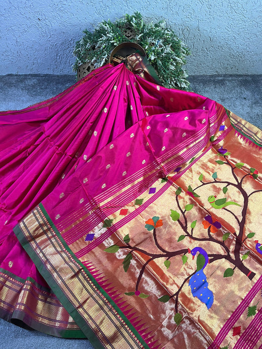 PINK SILK PURE HANDLOOM PAITHANI SAREE